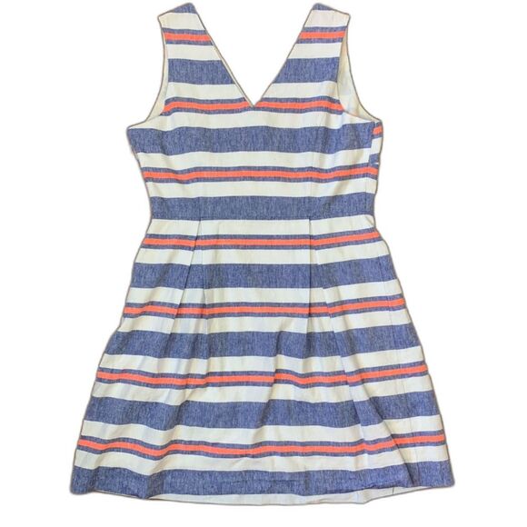Vineyard Vines Linen Blend Striped Fit & Flare Sleeveless Dress Size 14 - Picture 3 of 9